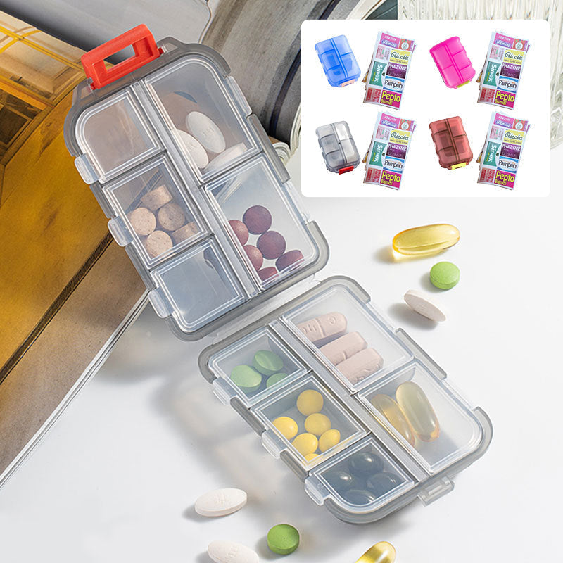 MediVoya | Tablettenbox für Reisen | 10 Fächer | Wasserdicht | Mit 161 Beschriftungsetiketten