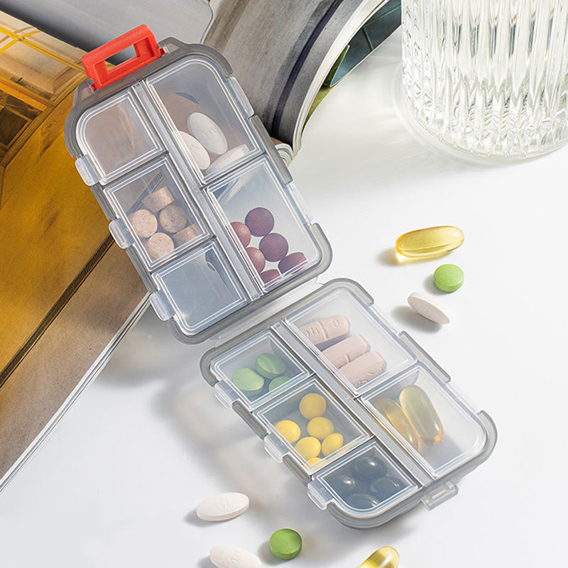 MediVoya | Tablettenbox für Reisen | 10 Fächer | Wasserdicht | Mit 161 Beschriftungsetiketten