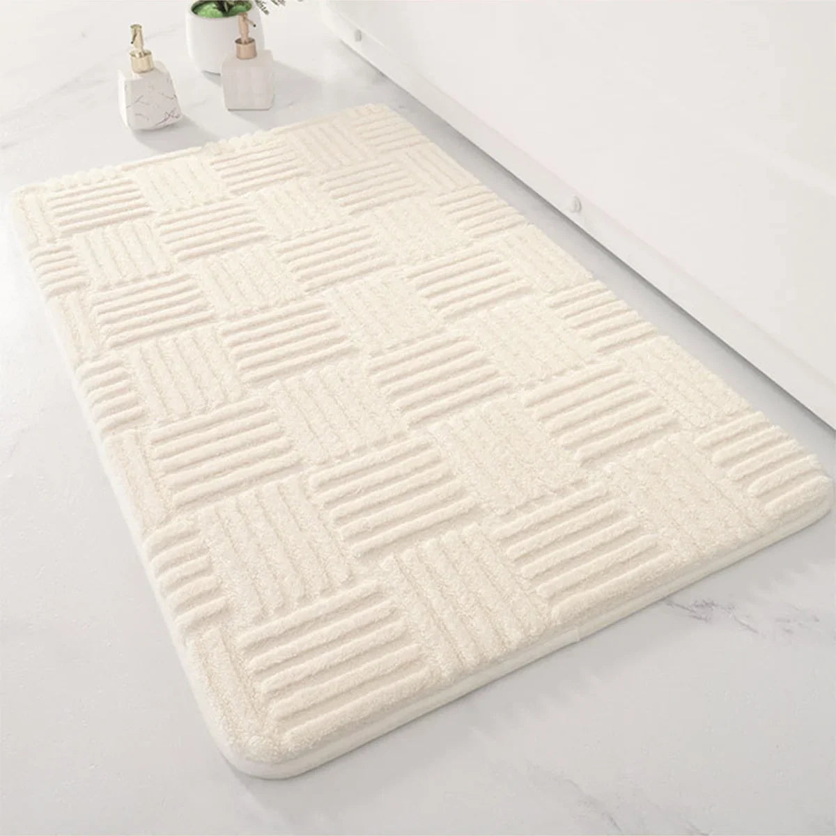 Bath Mat AquaStripes | Non-Slip & Highly Absorbent | Soft & Easy Care | For Bathroom & Entrance