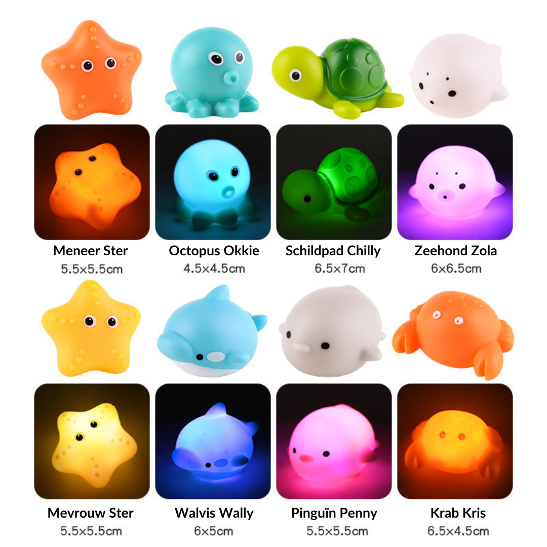 Glowing Bath Friends AquaLumi | Interactive Bath Toy for Ages 3 and Up | With Light & Color Effects