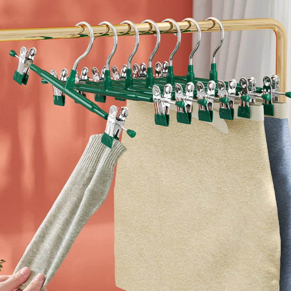 Closyra Stainless Steel Hangers with Clips | Adjustable & Non-slip | For Skirts, Pants & Underwear | Space-saving & Seamless