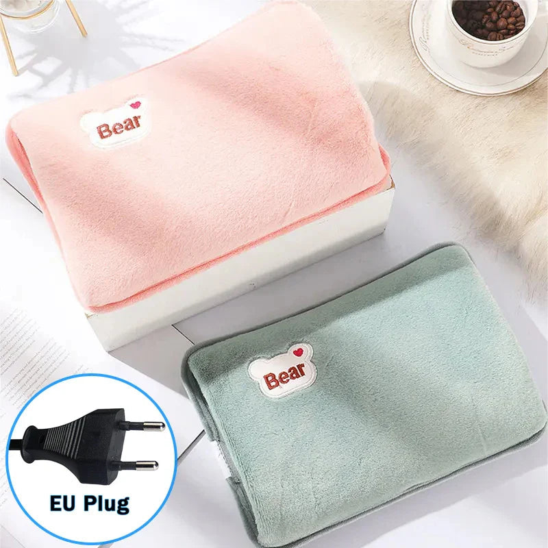 Electric Hot Water Bottle HeatHug | Rechargeable Hand & Body Warmer | Plush Rabbit Fur Material | Safe & Explosion-Proof