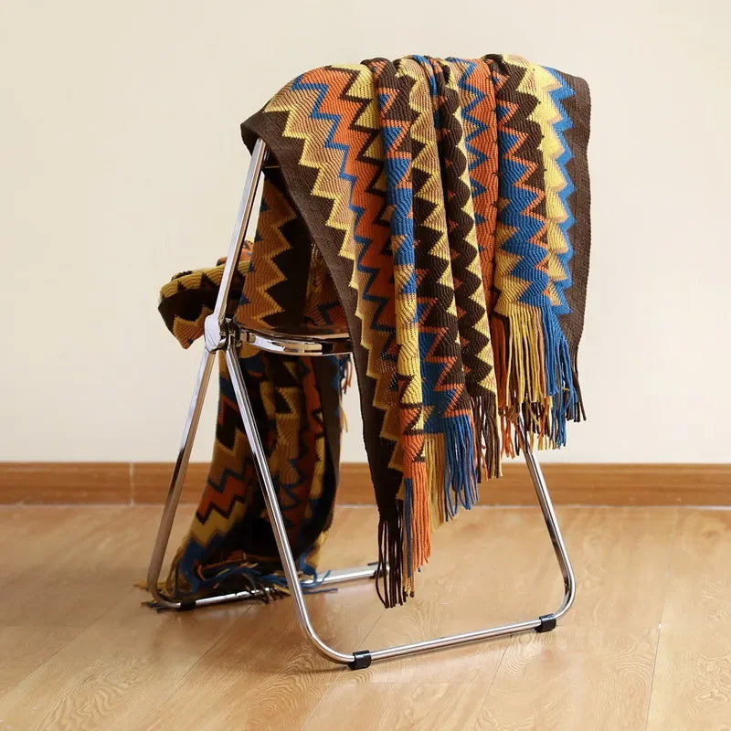 CasaLoom | Boho Throw with Tassels | Rust Red | Soft & Lightweight