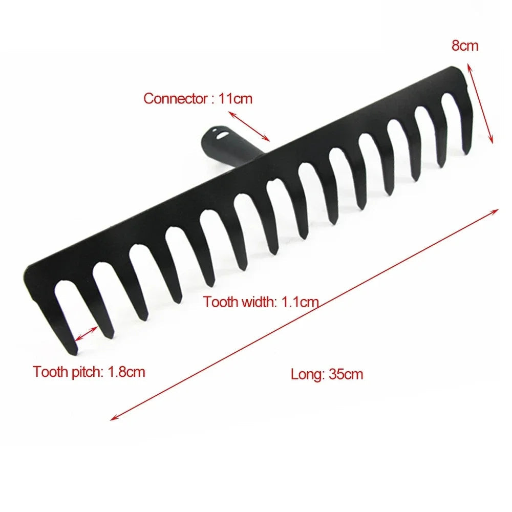 AgriZink Stainless Steel Garden Rake with 14 Tines | Robust Tool for Agriculture & Gardening | For Leaves, Hay, Soil & Mulch | High-Quality Soil Rake
