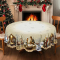 Celestiva | Christmas Tablecloth with Nativity Scene | Round & Rectangular | Festive Decoration for Indoor & Outdoor | Wipeable & Easy Care