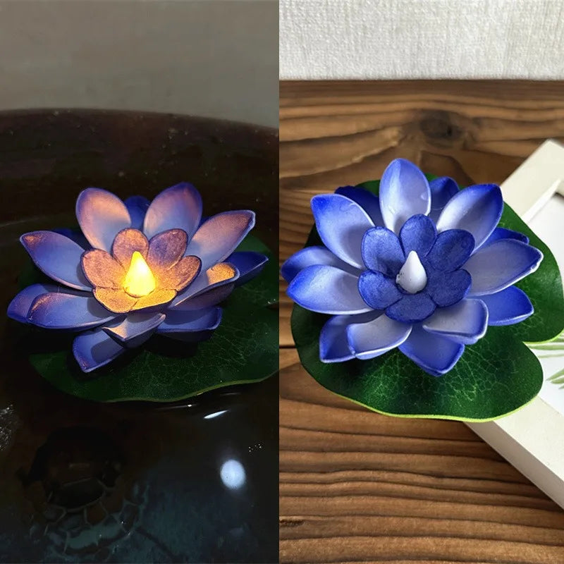 Floating Lotus Lamp LUMILYA | LED Water Sensor | Warm White Light | For Pond, Garden & Parties