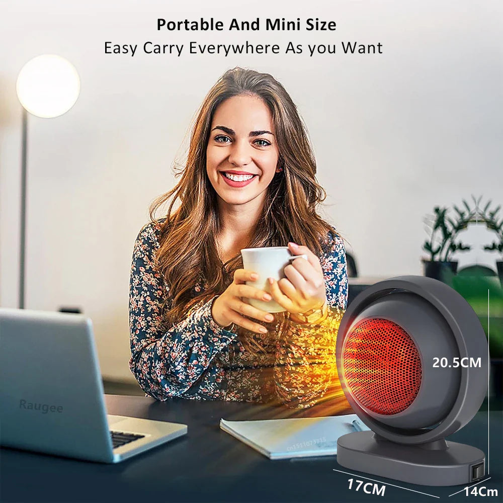 HotAir Mini PTC Heater Fan | 380W | Overheat Protection & Constant Temperature | Portable with EU Plug