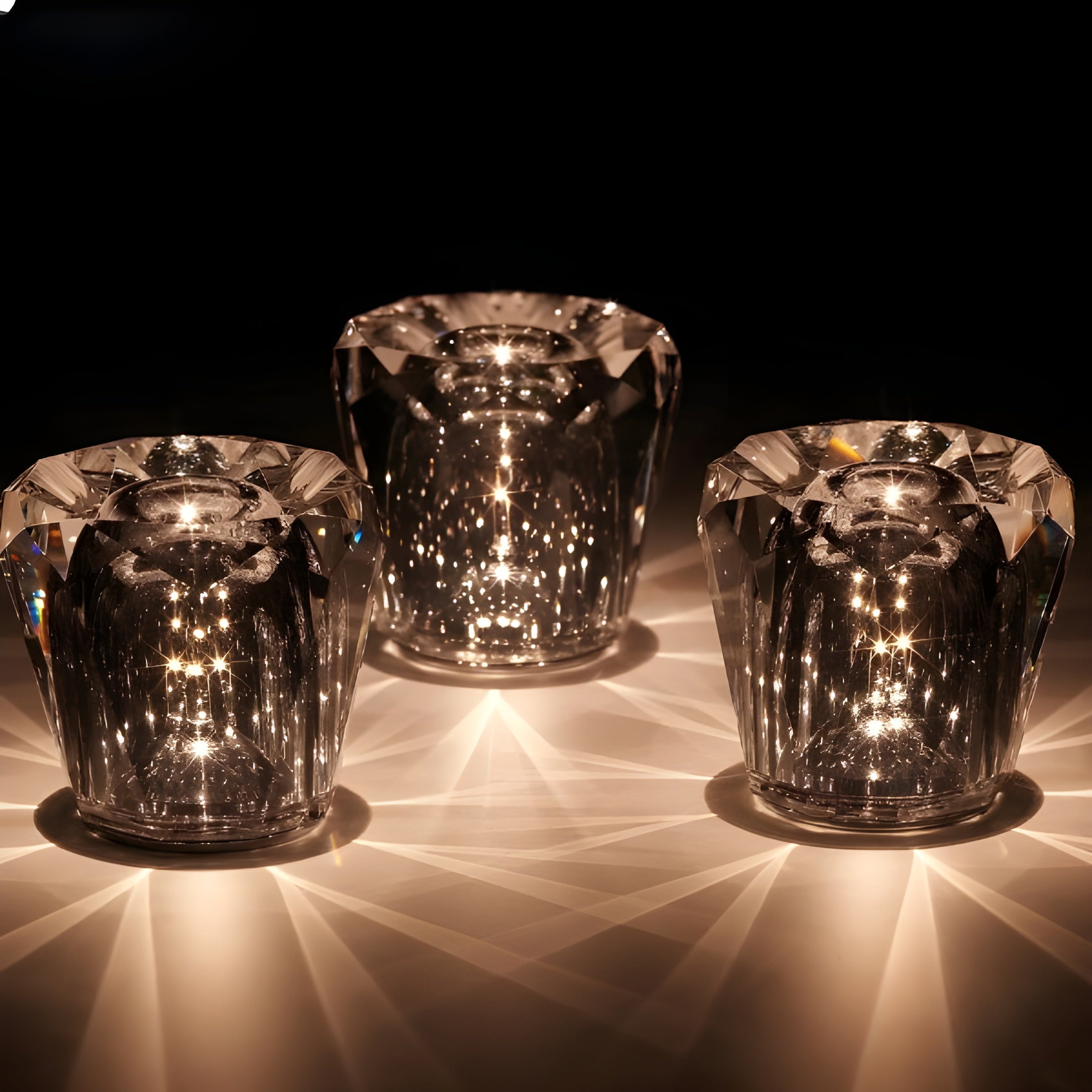 Crystal Table Lamp VÉLORIA | Diamond Optics & 360° Light Effects | Wireless & USB Rechargeable | Up to 12 Hours of Illumination