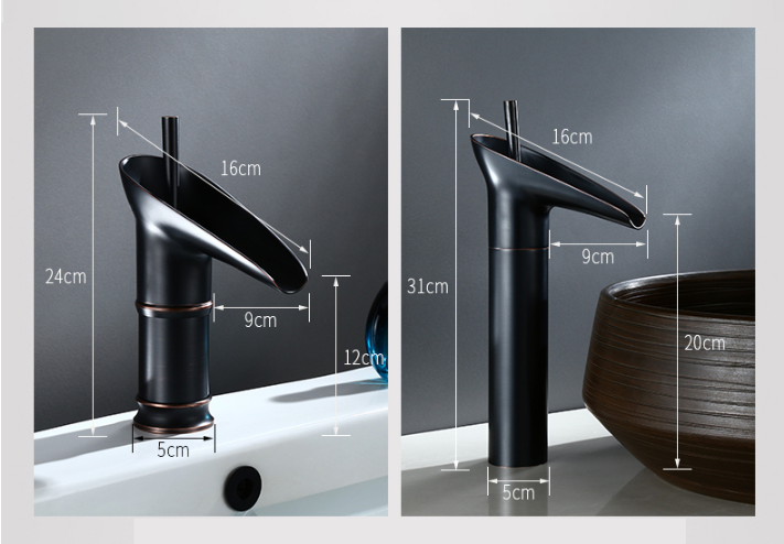 AquaVintura Antique Waterfall Faucet | Brass Tap with Single Lever Mixer | Hot & Cold Water | Bronze Finish