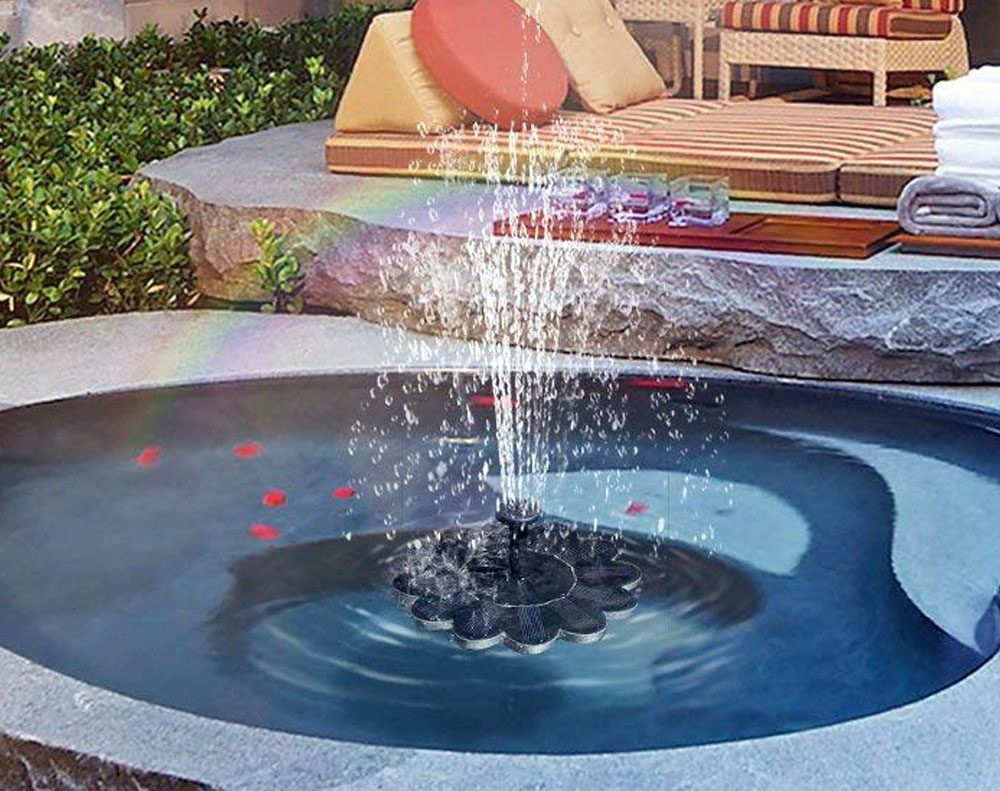 AquaBlüte | Solar-Gartenbrunnen | Blumenförmiges Wasserspiel | Solarbetriebene Springbrunnenpumpe für Teich und Pool