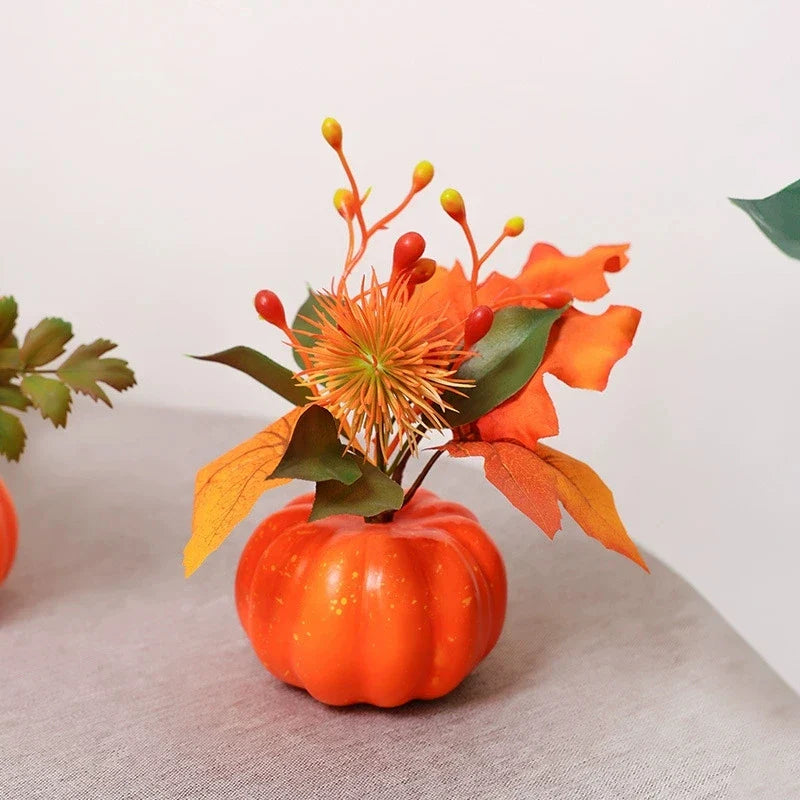 Decorative Pumpkin AutumnCharm | Artificial Pumpkin with Maple Leaves | Autumn, Halloween & Thanksgiving Decoration