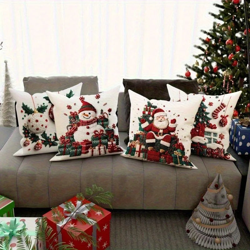 Frohnest | Christmas Pillowcase | Santa · Snowman · Christmas Tree · Baubles | Various Sizes | Festive Sofa Decor