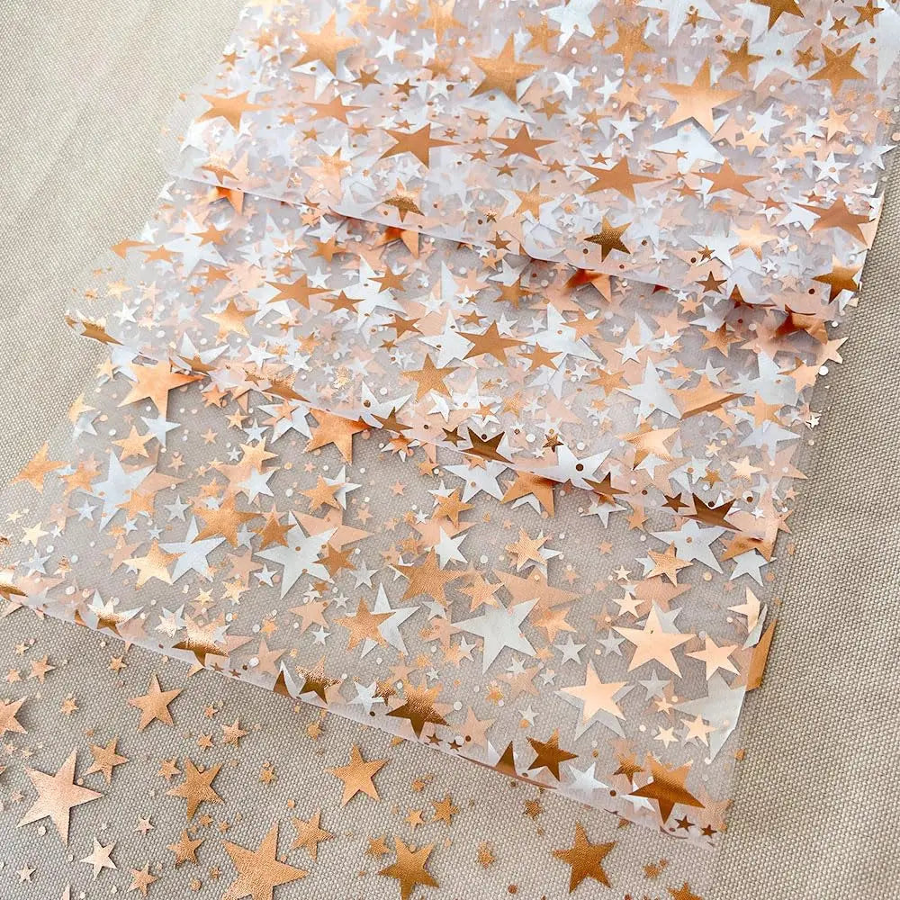 Glittering Table Runner "StellaLuxe" | Gold, Rose Gold or Silver | Metallic Shimmering Mesh Runner with Star Pattern | For Parties & Dinner Decoration