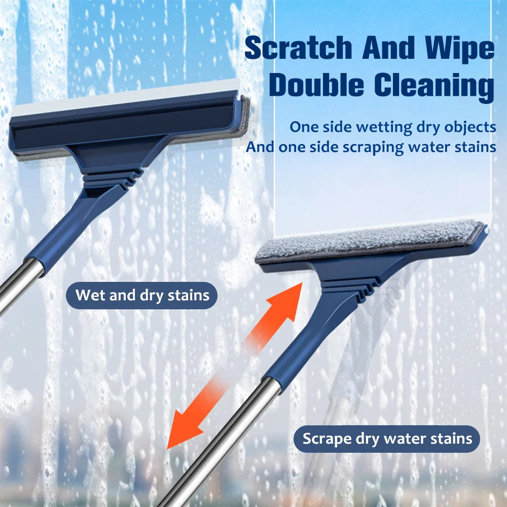 FensterFlex 2-in-1 Window Cleaner | Adjustable Telescopic Handle | Squeegee & Microfiber Mop | For Windows, Glass & Frames