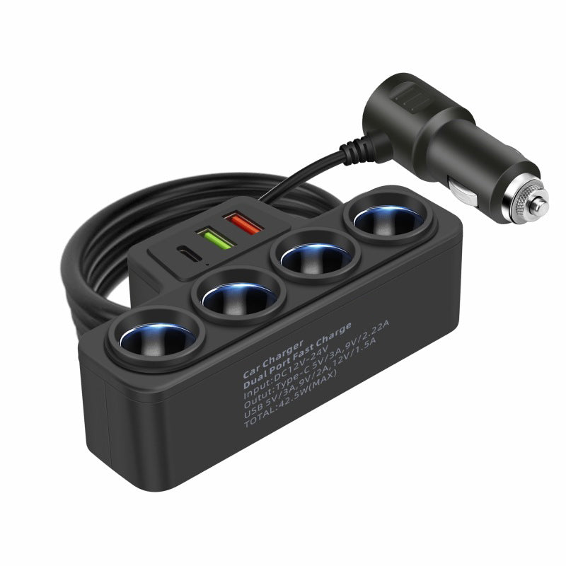 ChargePilot | 7-in-1 KFZ-Ladeadapter | 4 Zigarettenanzünder-Anschlüsse & 3 USB-Ports | Schnellladefunktion für Auto und Wohnmobil