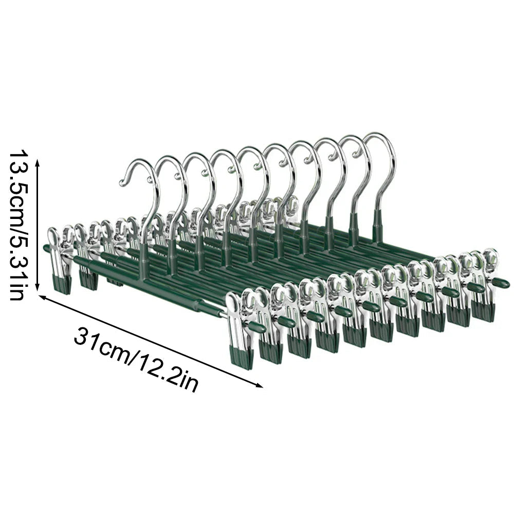 Closyra Stainless Steel Hangers with Clips | Adjustable & Non-Slip | For Skirts, Pants & Underwear | Space-Saving & Seamless