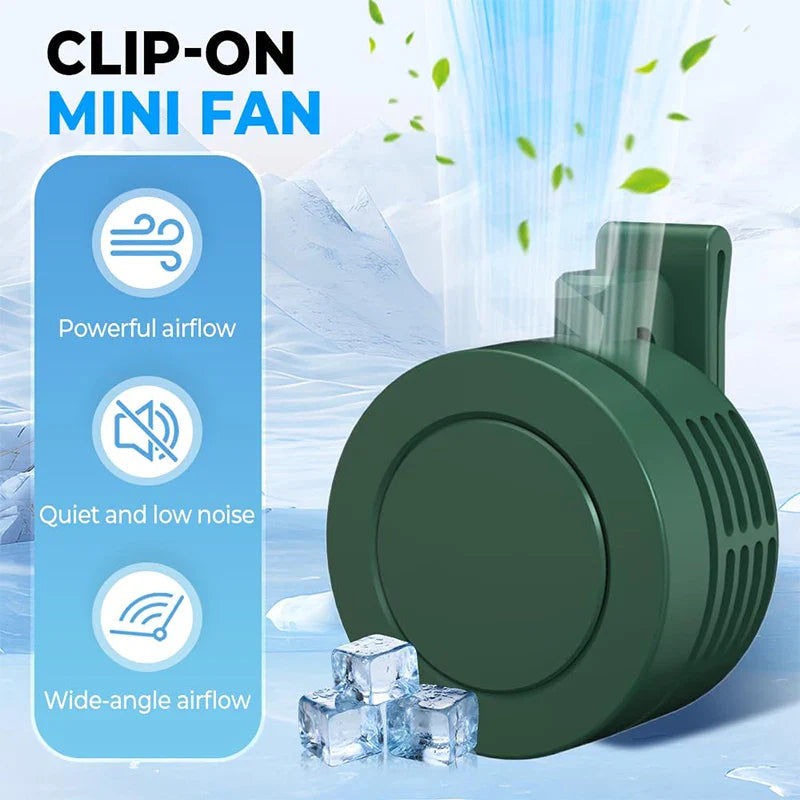 BreezeClip Mini Fan | USB Rechargeable & Quiet | Blade-Free | Clips to Shirt, Belt, or Neck