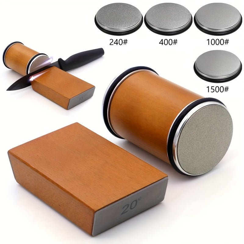 EdgeCraft DuoSharp Sharpening Stone Set | Diamond Stone with Magnetic Holder | 15° & 20° Sharpening Angle | Wood & Metal