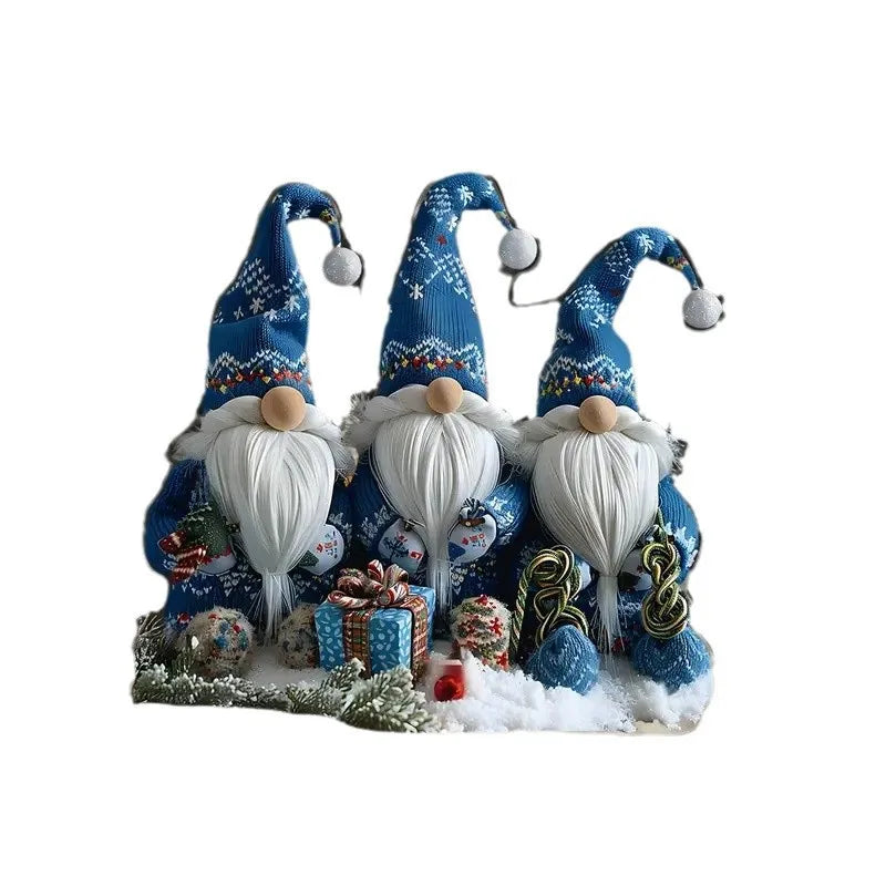 GlasNordic Christmas Gnome Decoration | Acrylic Table Figurine 18 cm | 3 Gnomes in Blue | Festive Decoration for Living Room, Kitchen & Office