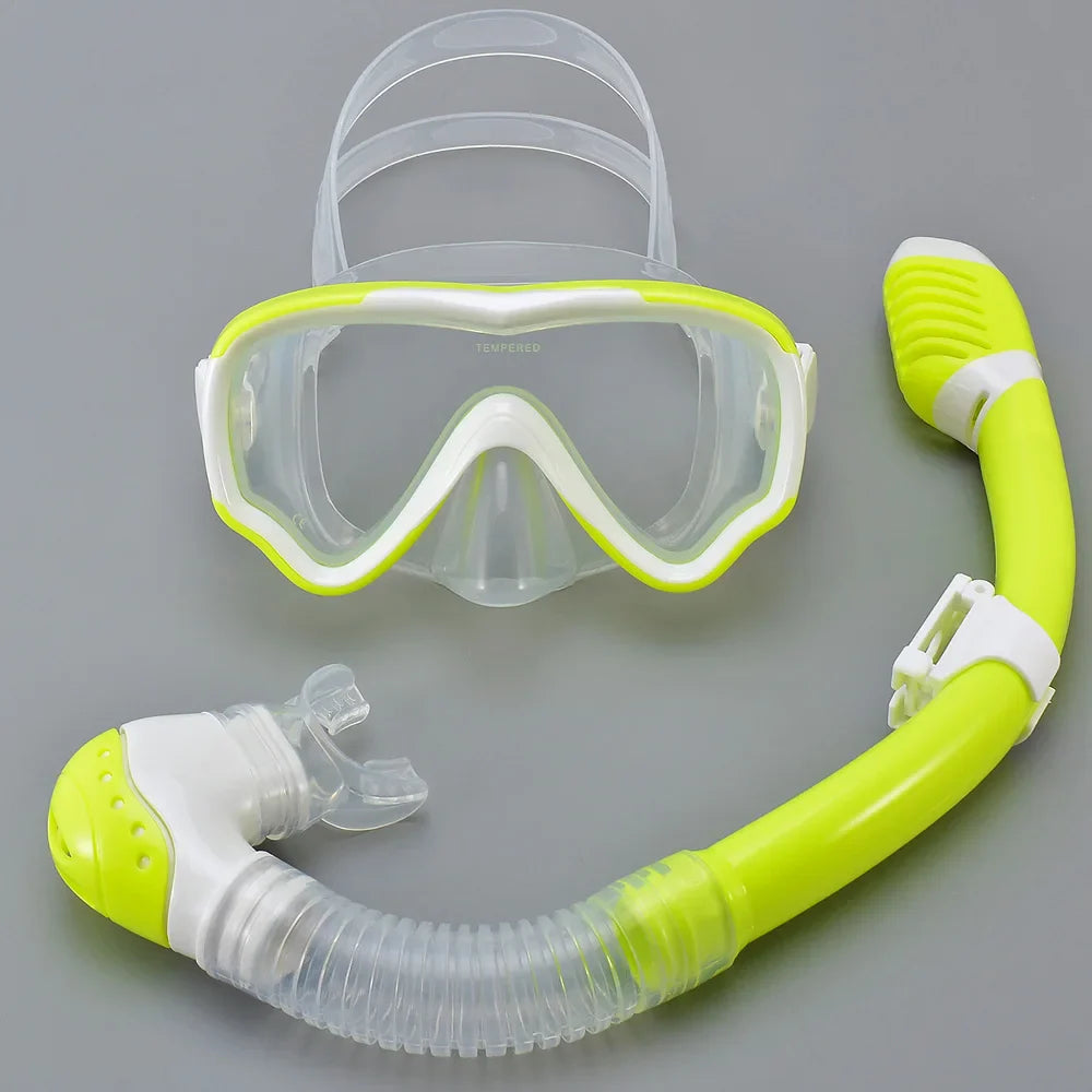 AquaJuni Kids Diving Mask with Snorkel | Anti-Fog & Leak-Proof | Tempered Glass & Silicone | For Boys & Girls 7–15 Years