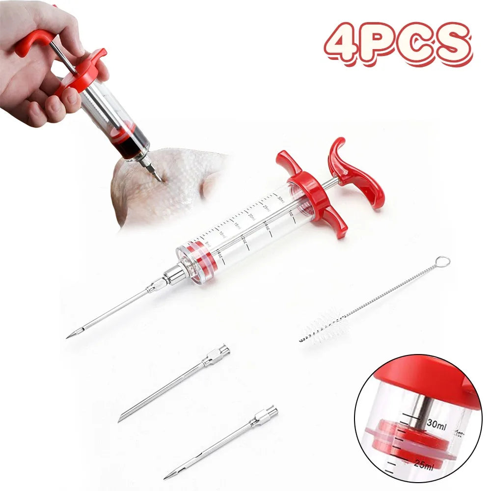 FLAVORYX Marinade Injector | Meat Injector for BBQ & Roasts | With Stainless Steel Needles for Liquid & Spice Marinades | 60 ml Volume