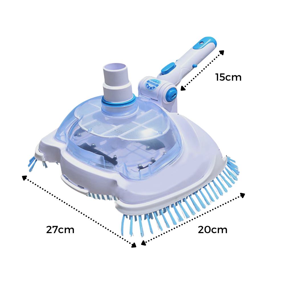 PoolScrub Pro | Pool-Reinigungsbürste mit Filtersystem | Verstellbar | Robuste Nylonborsten | 27 × 20 cm