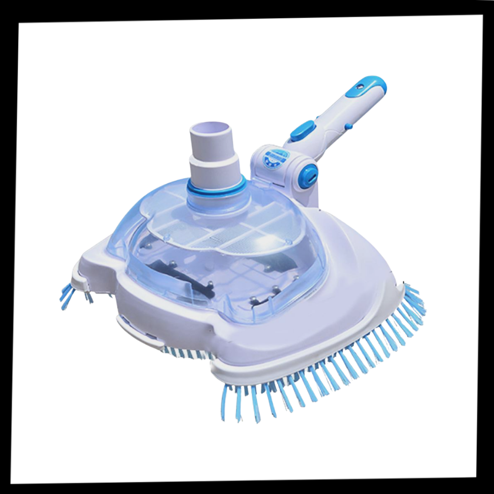 PoolScrub Pro | Pool-Reinigungsbürste mit Filtersystem | Verstellbar | Robuste Nylonborsten | 27 × 20 cm