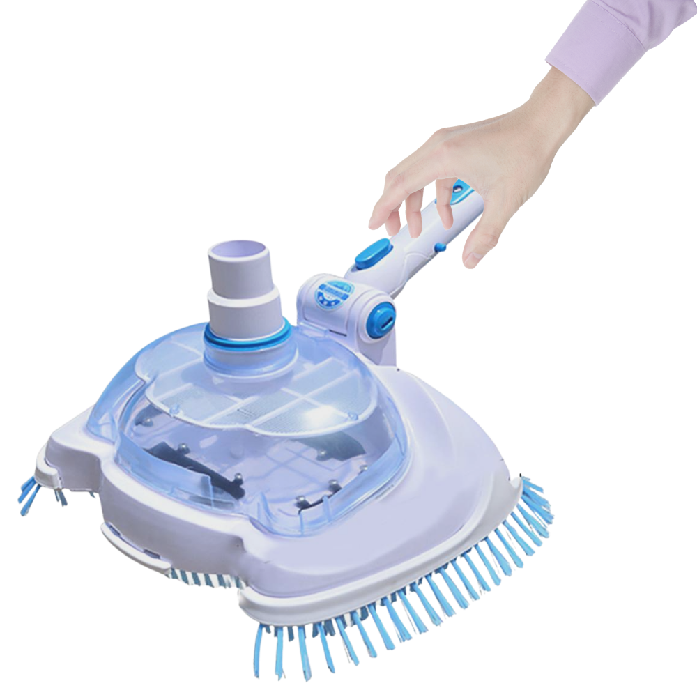 PoolScrub Pro | Pool-Reinigungsbürste mit Filtersystem | Verstellbar | Robuste Nylonborsten | 27 × 20 cm