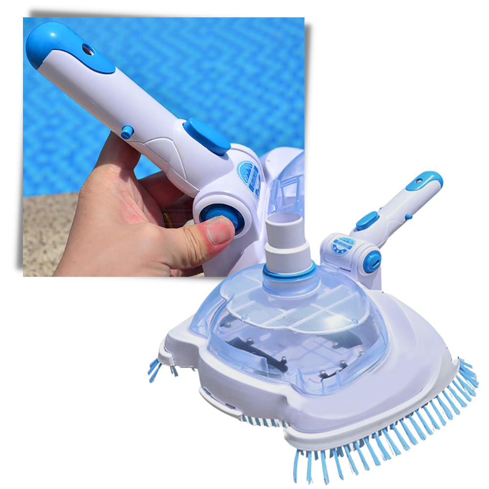 PoolScrub Pro | Pool-Reinigungsbürste mit Filtersystem | Verstellbar | Robuste Nylonborsten | 27 × 20 cm