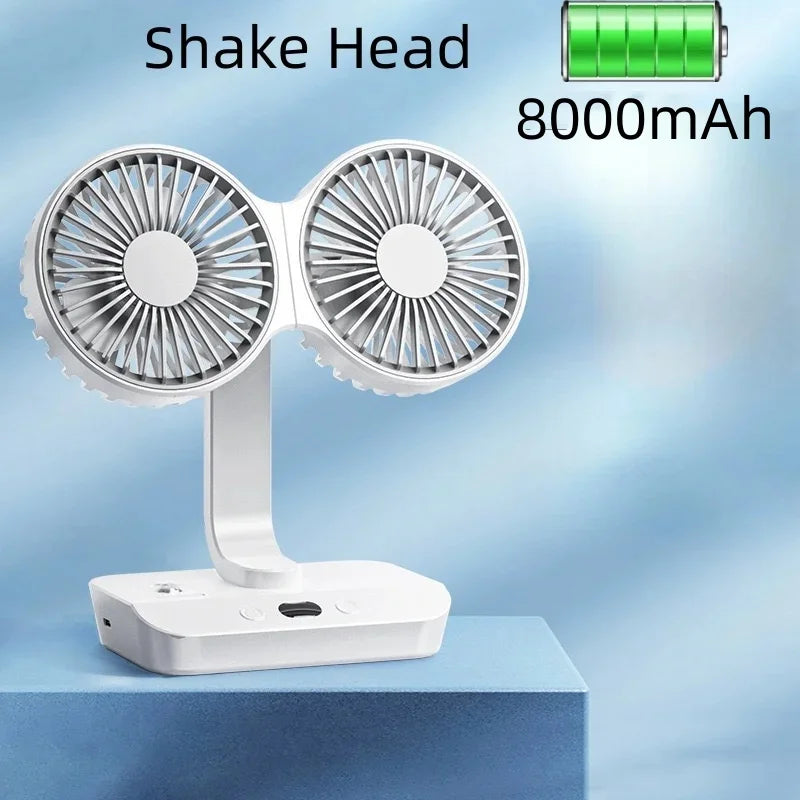 Brisano Table Fan Cordless | 8000mAh Battery | 90° Oscillating & 4-Speed Wind | LED Display & USB Charging