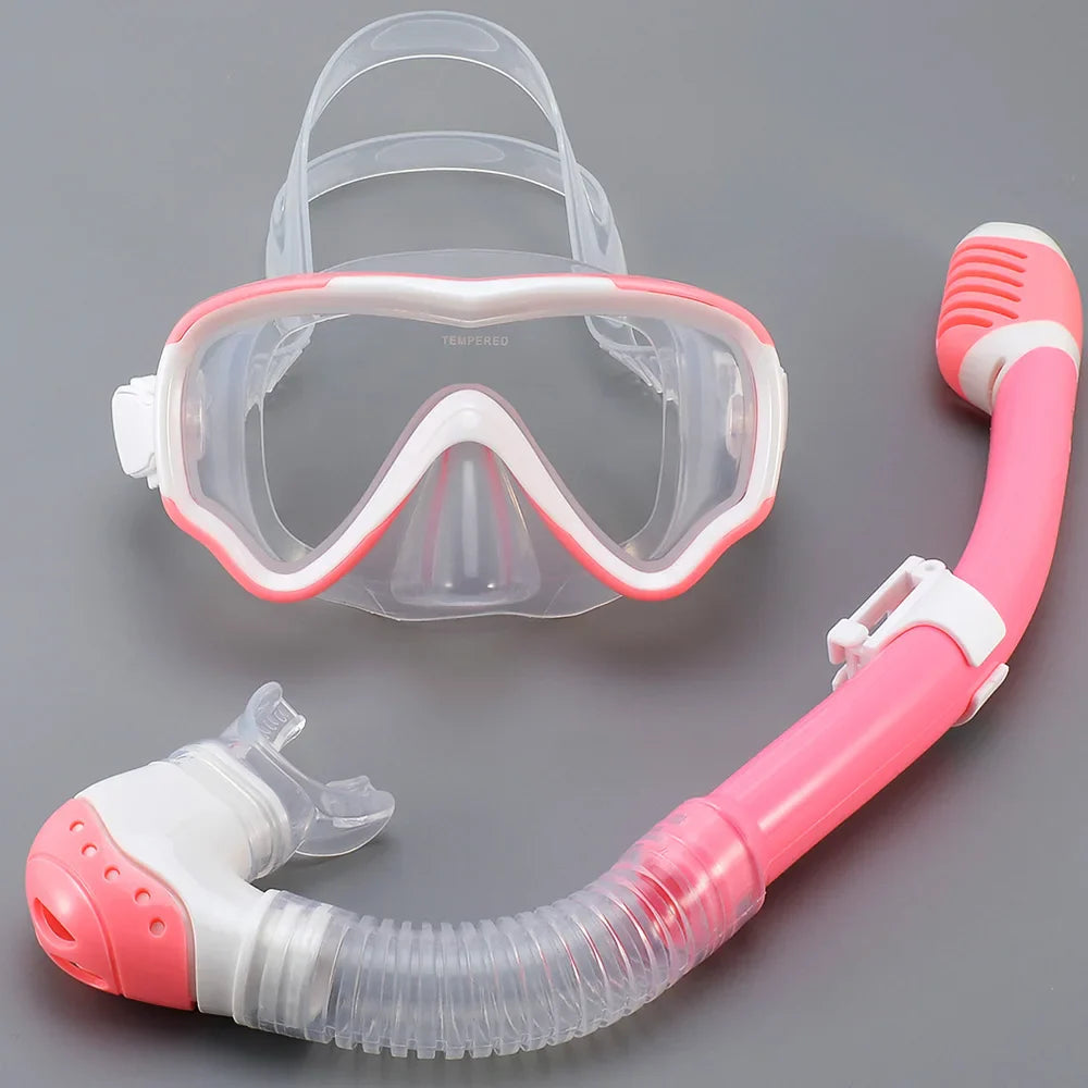 AquaJuni Kids Diving Mask with Snorkel | Anti-Fog & Leak-Proof | Tempered Glass & Silicone | For Boys & Girls 7–15 Years
