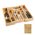 Bambusio Bamboo Cutlery Tray | Extendable 32–52 cm | 6–8 Compartments | Sustainable Drawer Organizer for Kitchen, Bathroom & Office