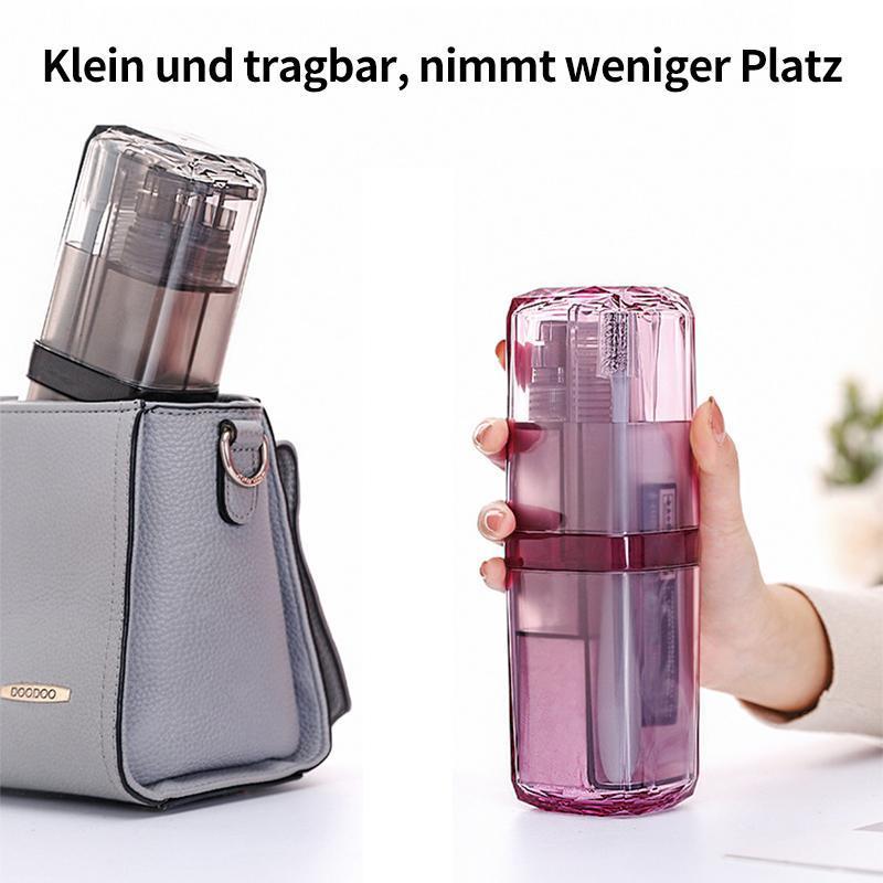 Traveluxe | 8-in-1 Reise-Kulturbecher | Multifunktionales Pflegeset | Auslaufsicher | Kompaktes Reiseformat
