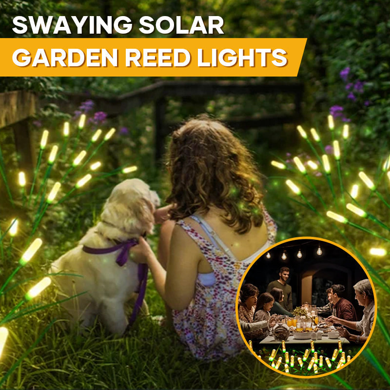 Solavera | Solar-Gartenleuchten Schilf Design | Warmweiß oder Bunt | IP65 Wasserdicht | 2er-Set