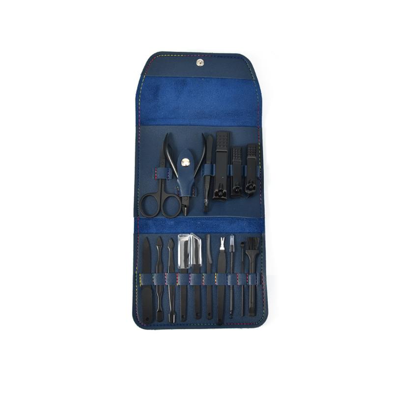PureNail Pro | Maniküre-Set 16-teilig | Edelstahl Nagelpflege-Set | PU-Leder Etui | Für Hände, Füße & Gesicht