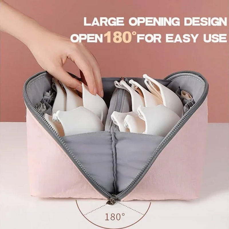 Travora | Reise-Organizer mit Fächern | Wasserdichtes Nylon | Für Unterwäsche, Kosmetik & Zubehör