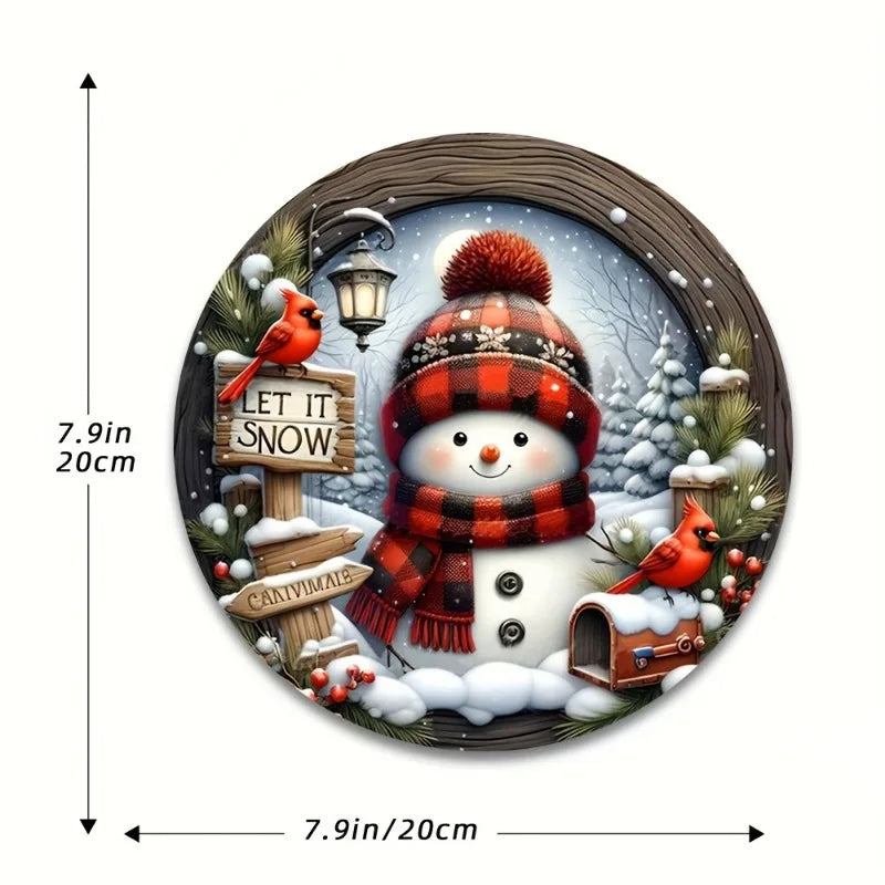 CrystalSnow | Christmas Wreath made of Acrylic | Snowman & Winter Design | Wall & Door Decoration Ø 20 cm