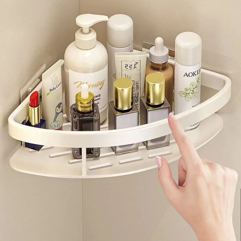 AquaSpace Pro | Corner Shower Shelf without Drilling | Aluminum | Rust-Free & Durable | Bathroom Shelf in Black, White, Silver, or Black-Gold