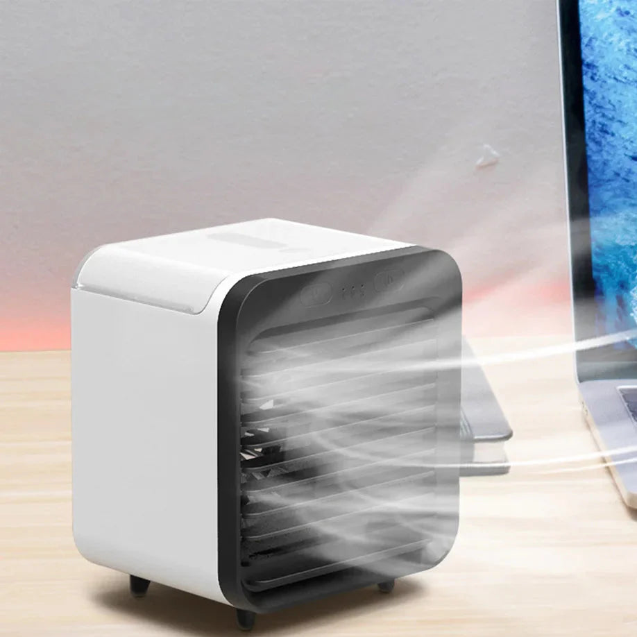 Coolivio Mini Air Cooler | Portable 3-in-1 USB Fan with Air Humidification & Cooling Function | 3 Levels | 2500 mAh Battery | For Office, Travel & Home