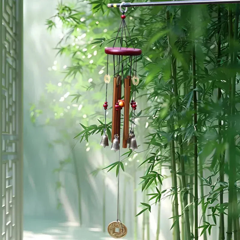 FortuneChime | Large Metal Wind Chime with Sound Tubes | Wood & Metal | For Garden & Home
