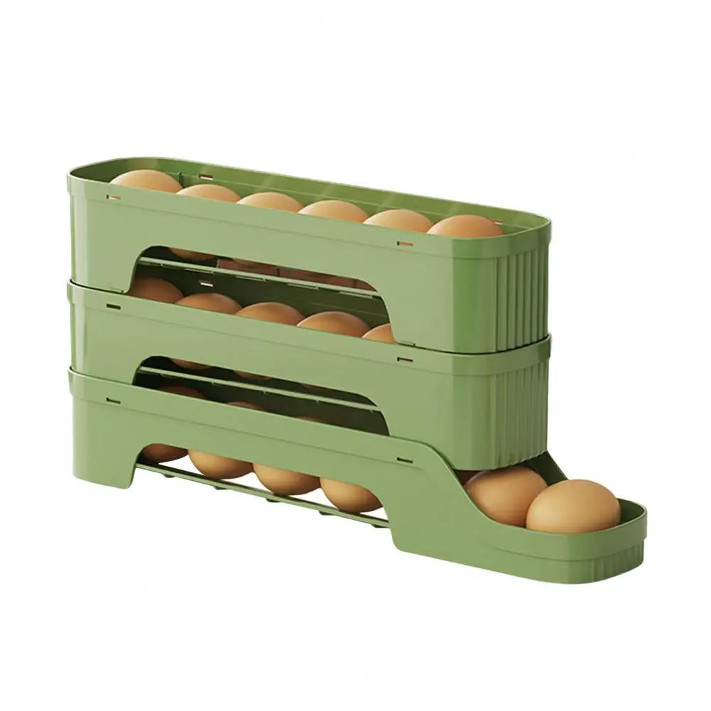 Egg Box RolloMaxx | 4-Stack Egg Organizer | Space-Saving & Self-Rolling | Transparent Design