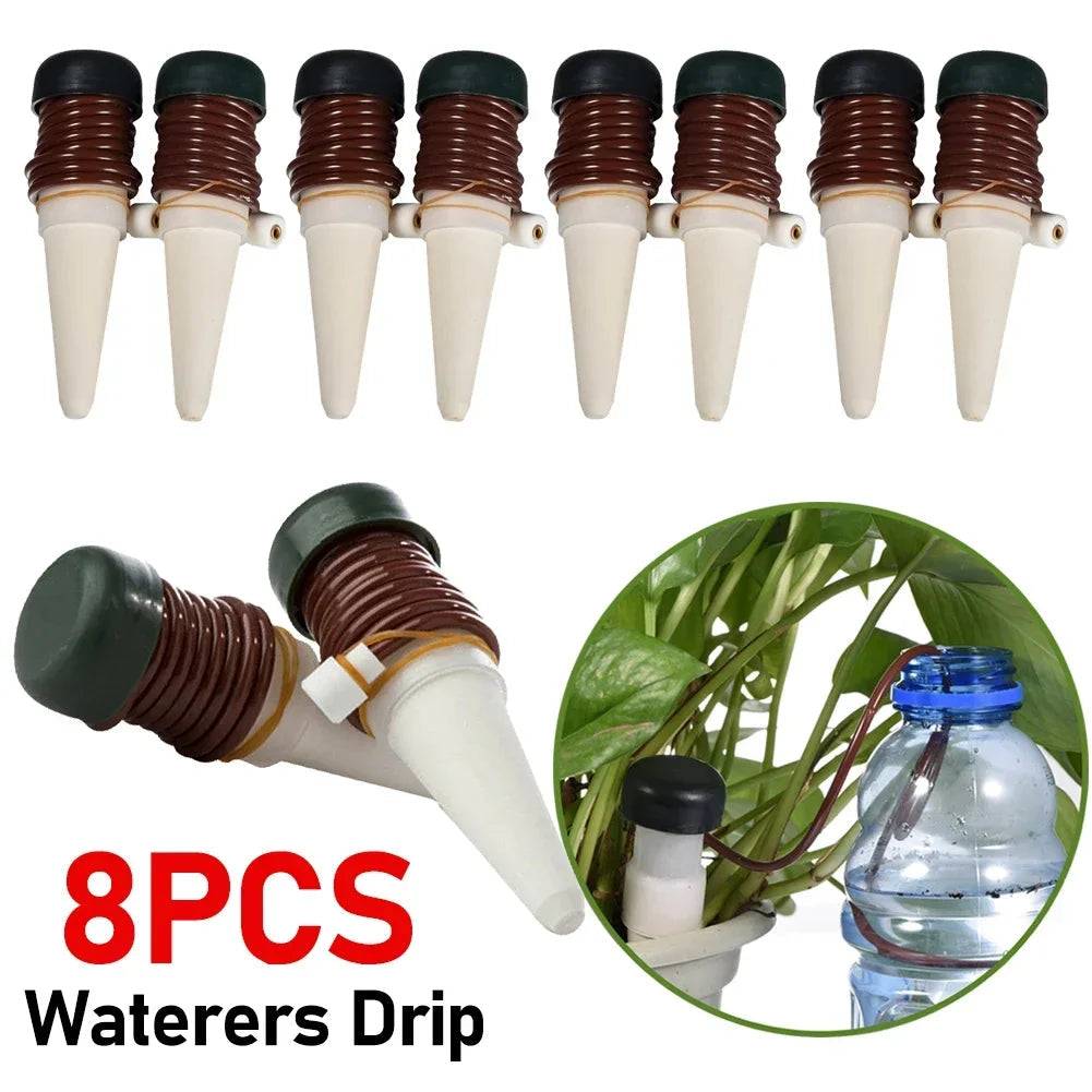 AquaTerris Plant Watering System | Set of 8 | Self-Watering Ceramic Spikes | Automatic & For Indoor Use