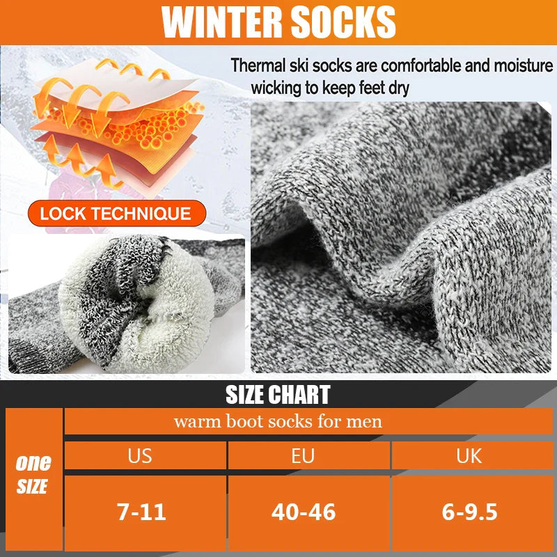 AlpenWool | 3 Pairs Men's Winter Socks | Extra Thick & Warm | Thermal Wool Socks for Skiing & Outdoor | Mid-Calf