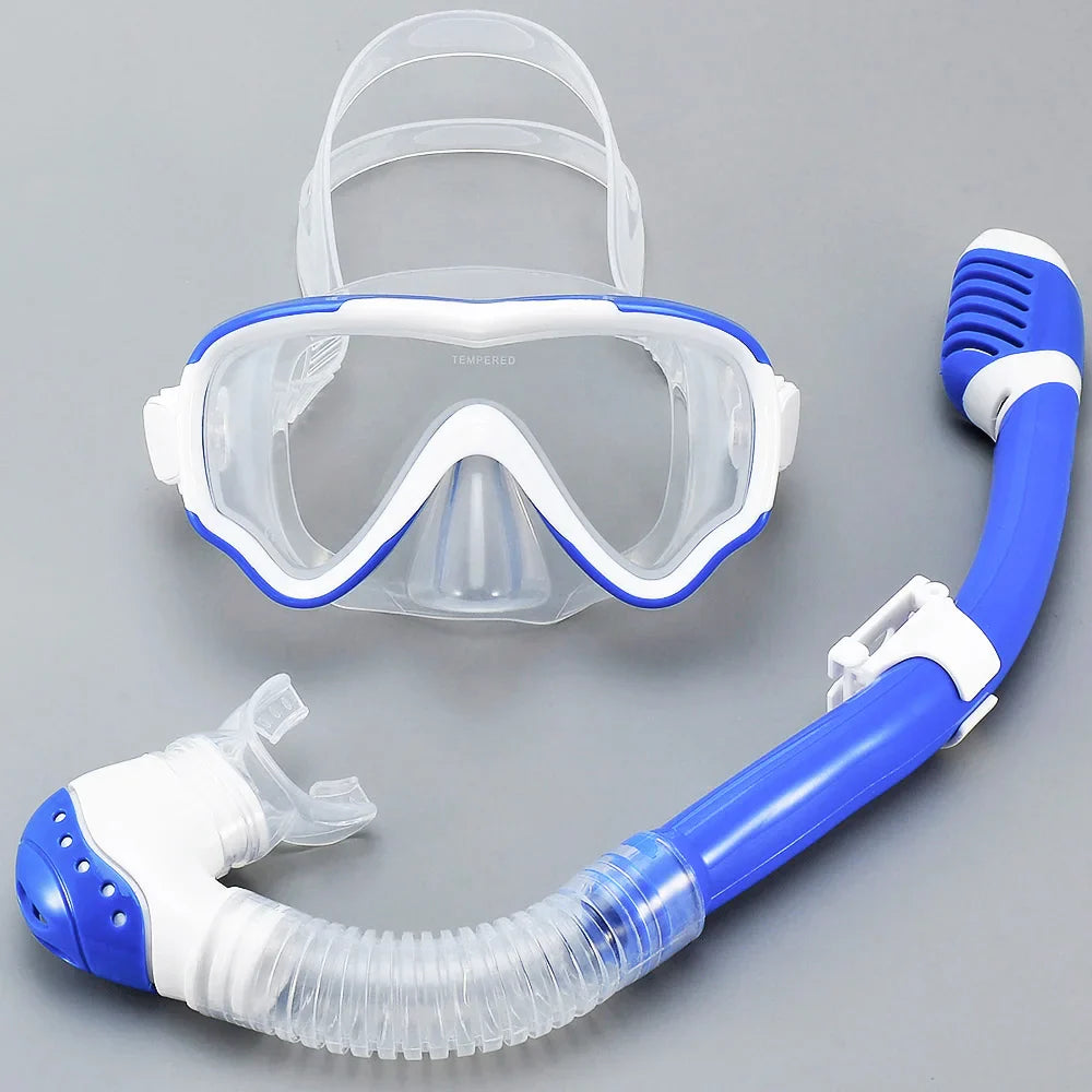 AquaJuni Kids Diving Mask with Snorkel | Anti-Fog & Leak-Proof | Tempered Glass & Silicone | For Boys & Girls 7–15 Years