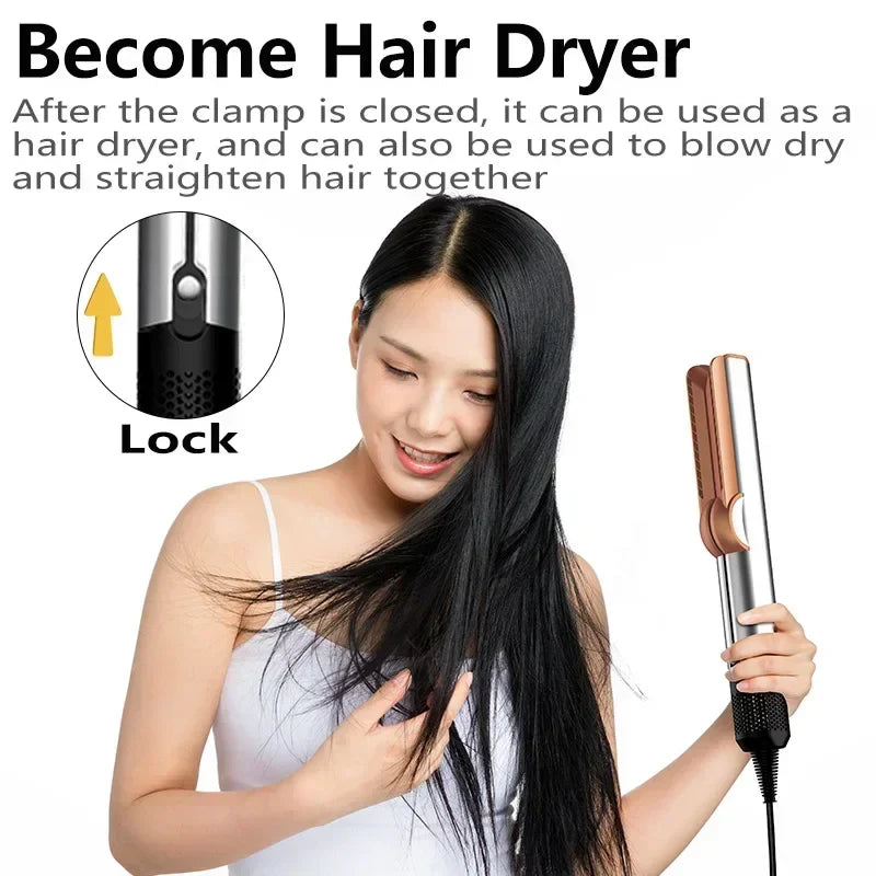 2-in-1 Hair Straightener & Hair Dryer | Negative Ion Technology | Long-Lasting Styling