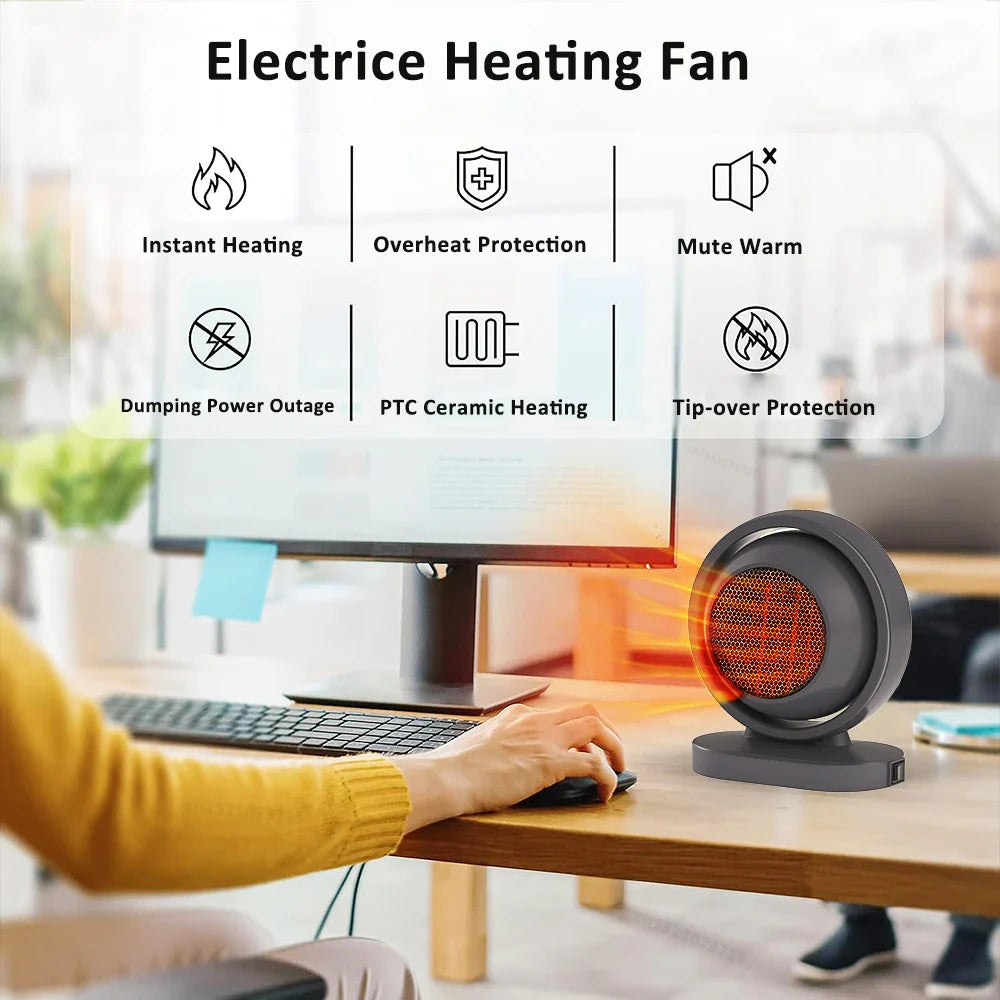 HotAir Mini PTC Heater Fan | 380W | Overheat Protection & Constant Temperature | Portable with EU Plug