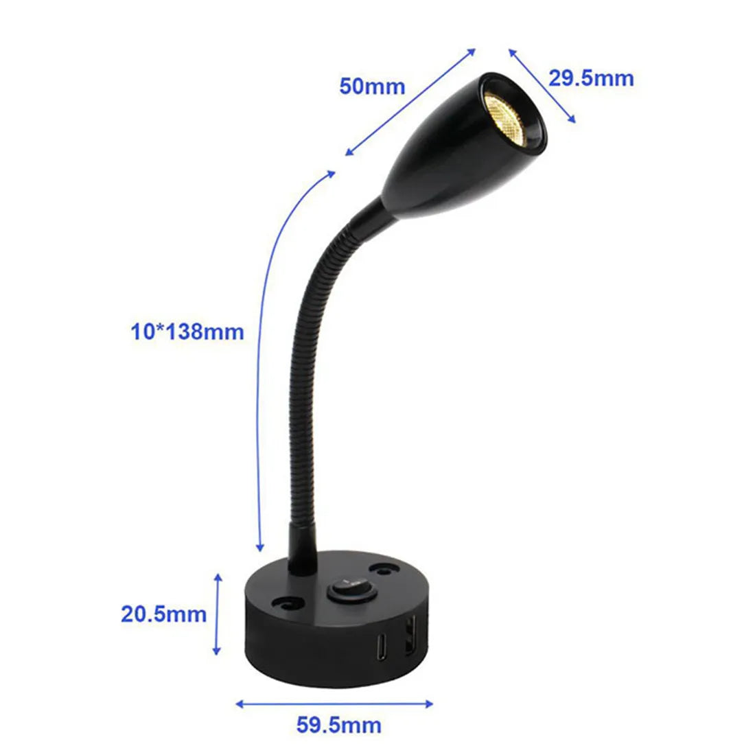 FlexiBeam RV Reading Lamp | 12V–24V Gooseneck Light with USB-C Fast Charging | LED Interior Lighting for Motorhome, Boat & Camper