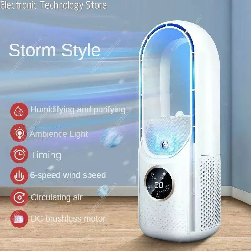 AeroCool Breeze Bladeless Fan 2025 | 6 Speeds | Quiet Air Cooler & Humidifier | USB Connection | For Office & Home