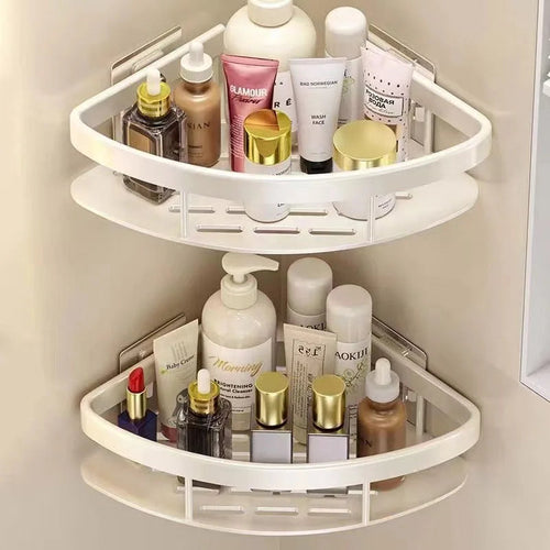 AquaSpace Pro | Corner Shower Shelf without Drilling | Aluminum | Rust-Free & Durable | Bathroom Shelf in Black, White, Silver, or Black-Gold