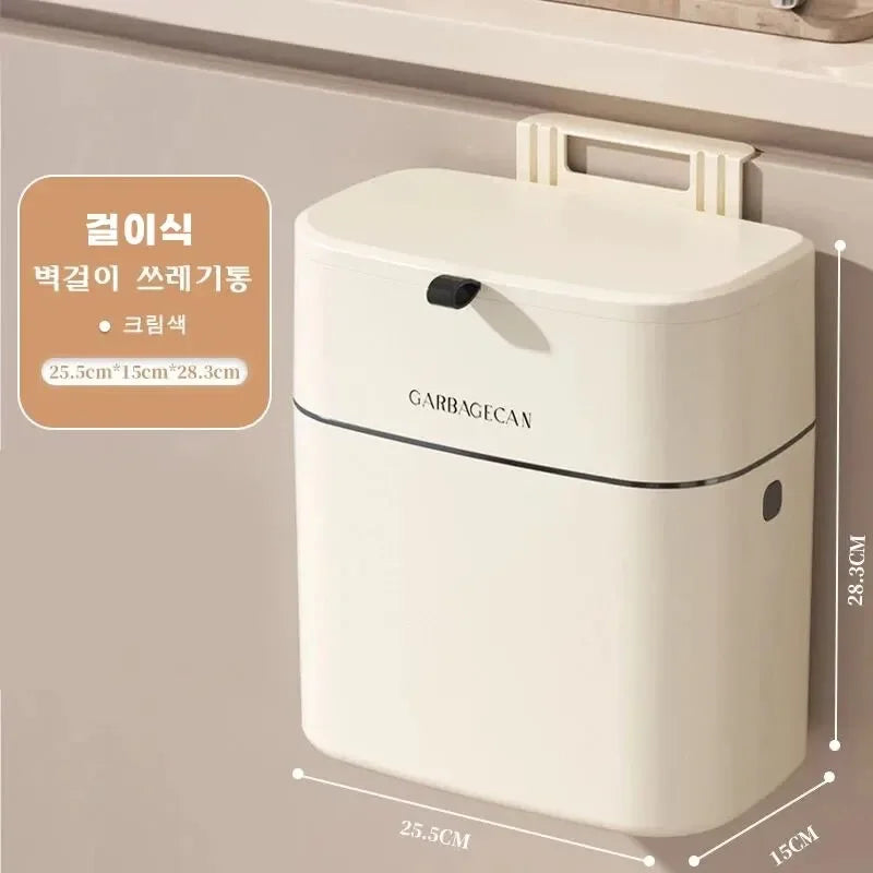 Hanging Trash Can CleanFold SquareBin | With Flip Lid & Large Capacity | For Bathroom, Kitchen & Toilet | 25.5 × 15 × 28.3 cm